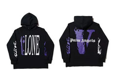 Vlone x Palm Angels Collaboration Graphic Hoodie - Black/Purple