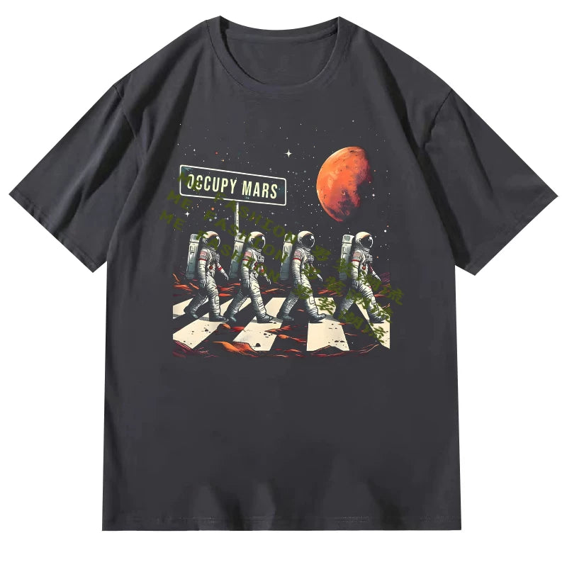 Elon Musk Occupy Mars Round Neck Short sleeved T-shirt for Men and Women 2025 New Summer Collection