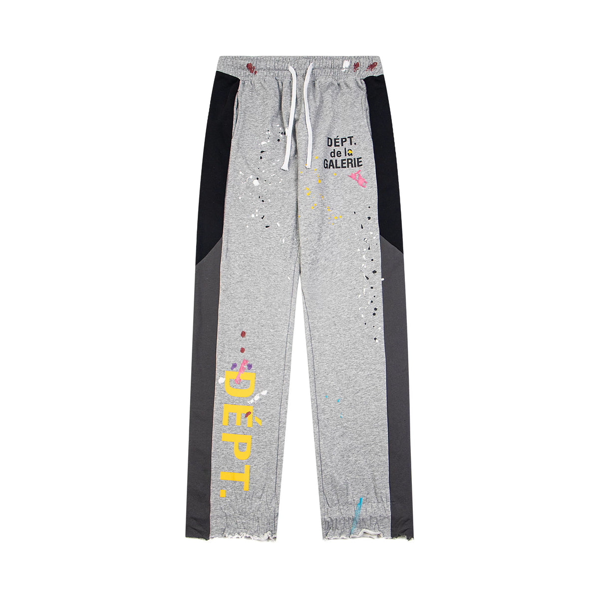 Gallery Dept. "DEPT. de la GALERIE" Vertical Logo Paint Splatter Contrast Panel Sweatpants - Heather Grey