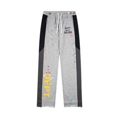 Gallery Dept. "DEPT. de la GALERIE" Vertical Logo Paint Splatter Contrast Panel Sweatpants - Heather Grey