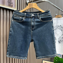 Blue retro five quarter denim shorts for men, high-end summer hot items, simple and versatile, casual and washed fashionable horse pants