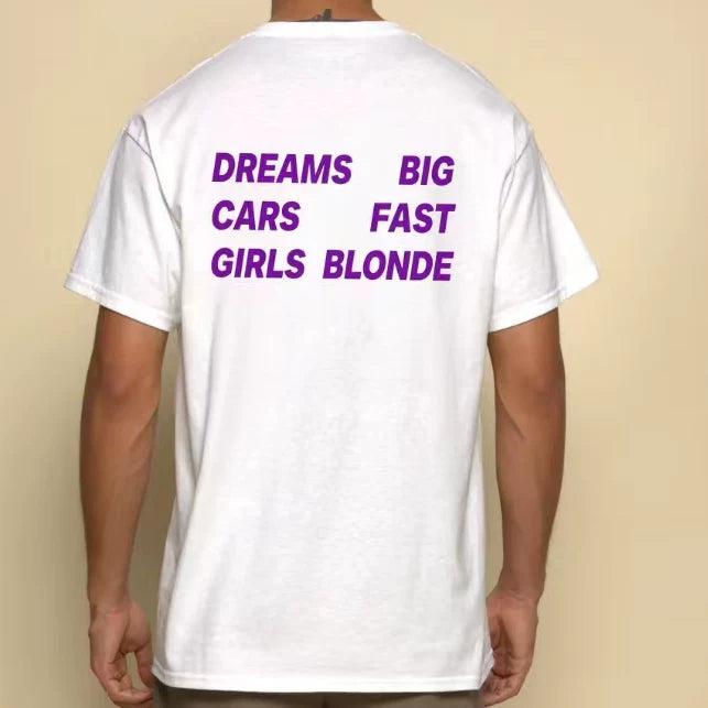 American retro DREAMS BIG letter printed short sleeved T-shirt for men and women loose white 2026 new top