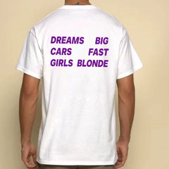American retro DREAMS BIG letter printed short sleeved T-shirt for men and women loose white 2026 new top