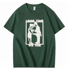 Long Time No See Fun Printed T-shirt American Retro 2026 Men and Women's Short Sleeve