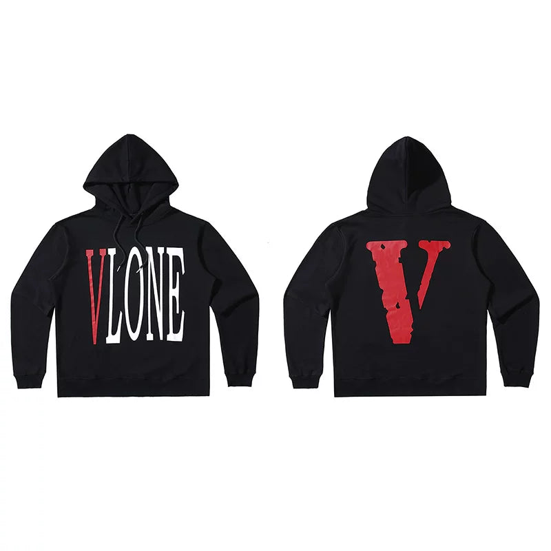 Vlone Classic Logo Graphic Hoodie - Black/Red