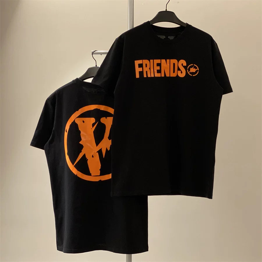 Vlone "FRIENDS" Circle Graphic T-Shirt - Black/Orange