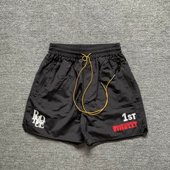 RHUDE Racing Graphic Zip Pocket Athletic Shorts - Black