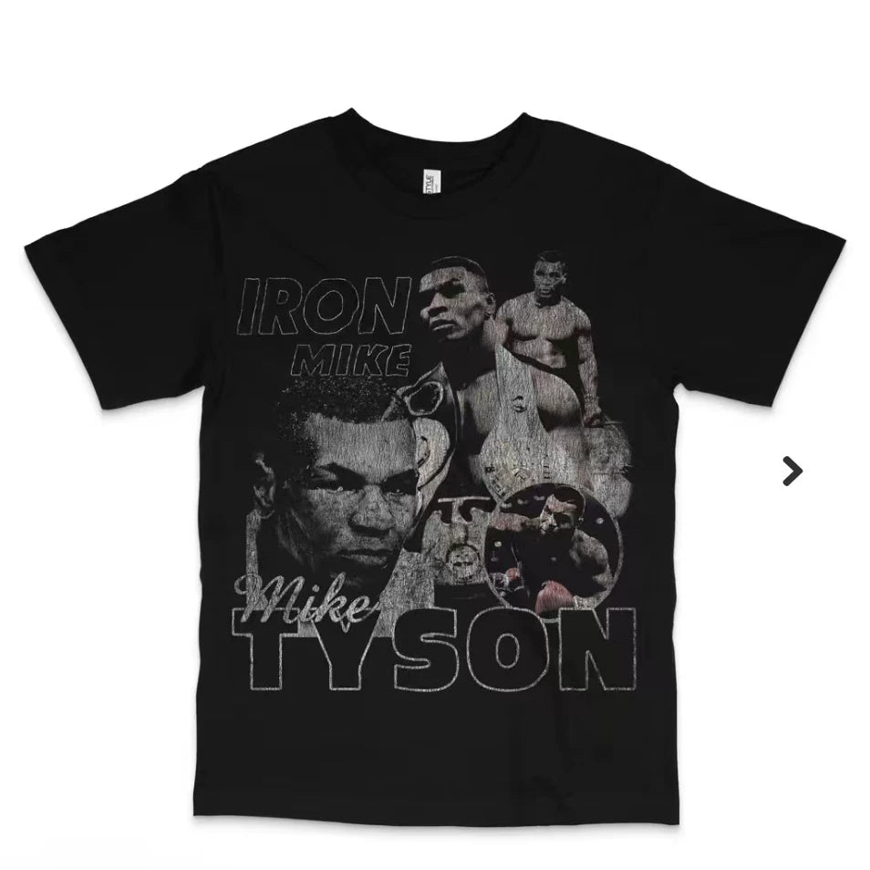 Mike Tyson T-shirt, boxing champion Mike Tyson's classic moment avatar, American letter short sleeved T-shirt for men