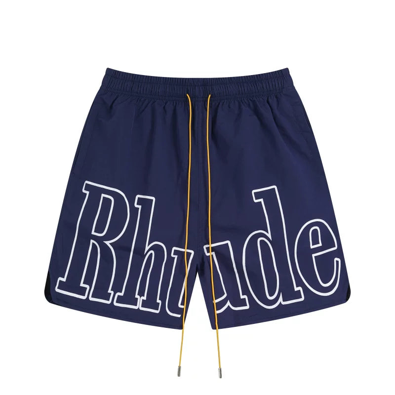 RHUDE Signature Script Logo Athletic Shorts - Navy / White