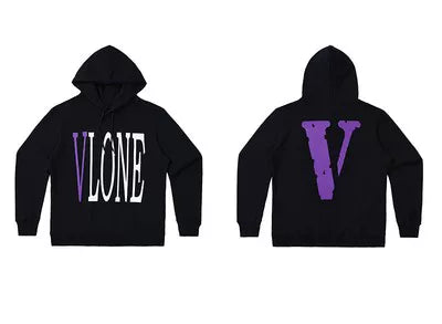 Vlone Classic Logo Graphic Hoodie - Black/Purple
