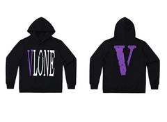 Vlone Classic Logo Graphic Hoodie - Black/Purple
