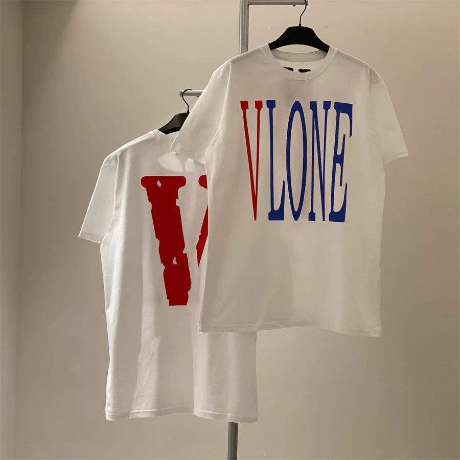 Vlone Classic Logo Graphic T-Shirt - White/Red-Blue