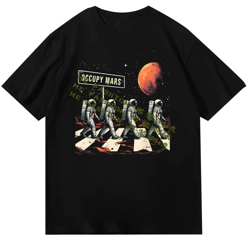 Elon Musk Occupy Mars Round Neck Short sleeved T-shirt for Men and Women 2025 New Summer Collection
