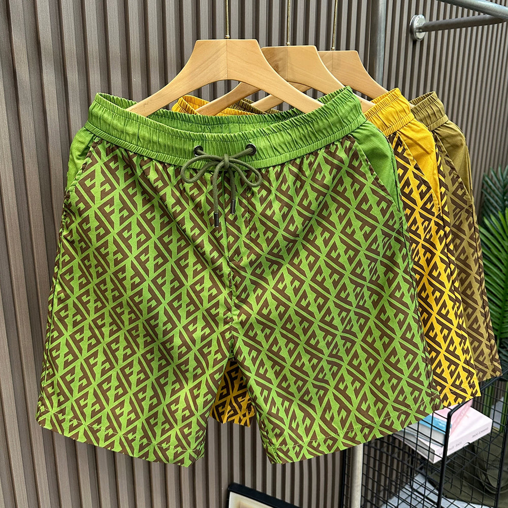 High quality trendy quick drying men's casual shorts 2026 new fashion printed thin beach pants men's five quarter pants