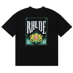 RHUDE Crest & Bold Lettering Graphic Back-Print T-Shirt - Black