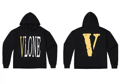 Vlone Classic Logo Graphic Hoodie - Black/Gold