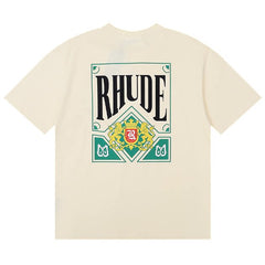 RHUDE Crest & Bold Lettering Graphic Back-Print T-Shirt - Cream