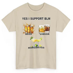 American Fun YES I Support BLM Wine Pattern Printed Loose Short sleeved T-shirt for Men and Women