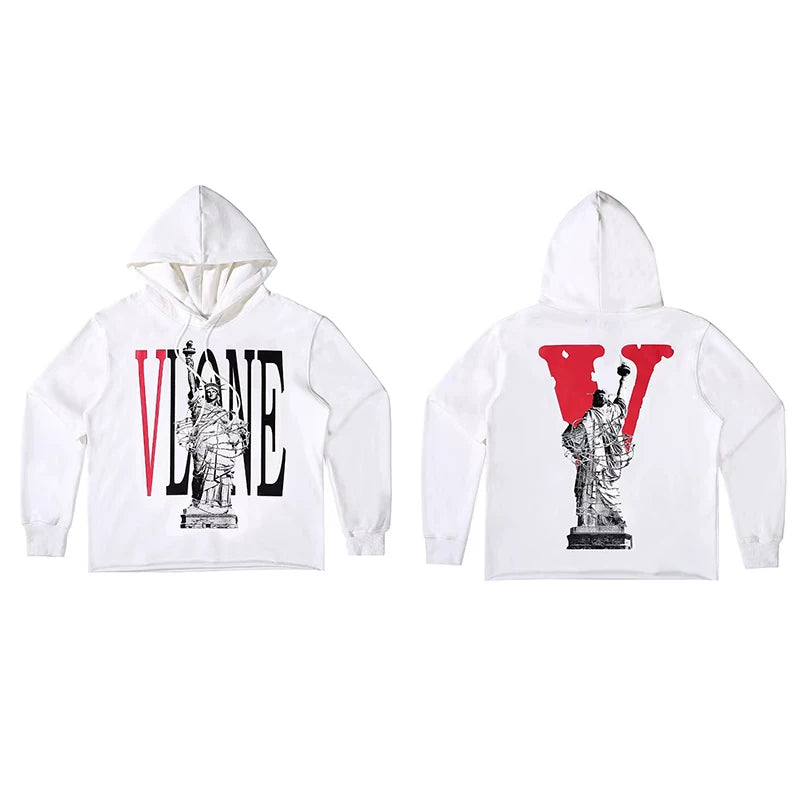 Vlone Statue of Liberty Graphic Hoodie - White/Red