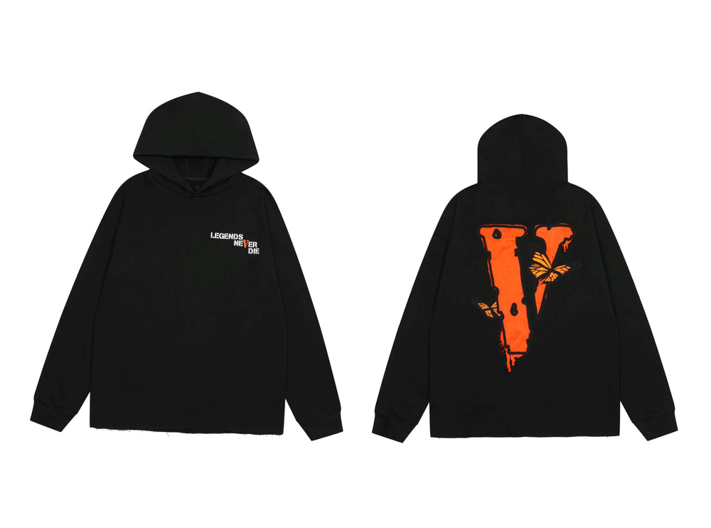 Vlone Butterfly Graphic Hoodie - Black/Orange