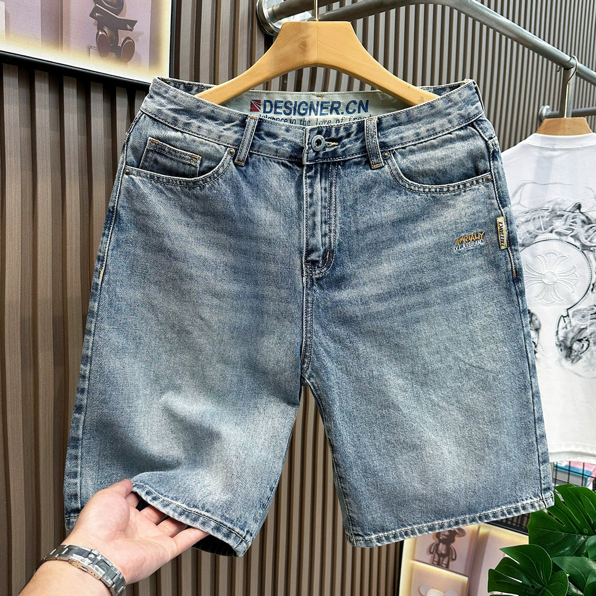 Summer casual denim shorts men's 5-point extra wear 2026 loose oversized versatile 5-point pants with fat blue mid length pants