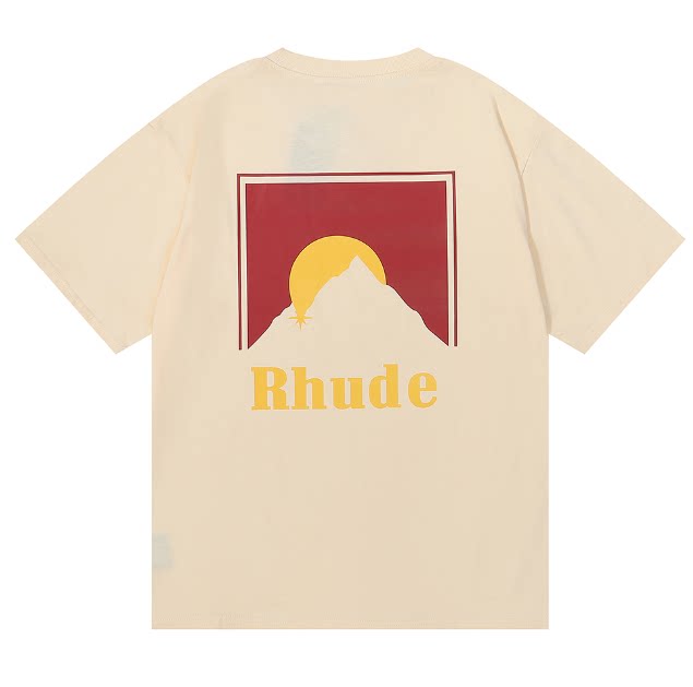 RHUDE Sunset Mountain Graphic Print T-Shirt - Cream