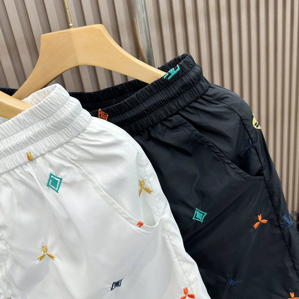Trendy brand shorts men's summer new fashion design sense embroidered letter five quarter pants youth quick drying breathable beach pants