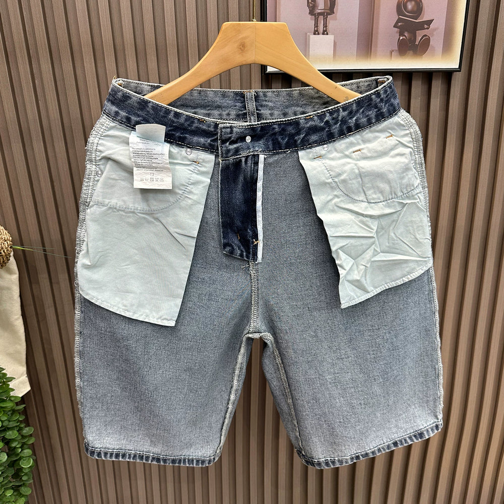 Summer casual denim shorts men's 5-point extra wear 2026 loose oversized versatile 5-point pants with fat blue mid length pants