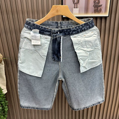 Summer casual denim shorts men's 5-point extra wear 2026 loose oversized versatile 5-point pants with fat blue mid length pants