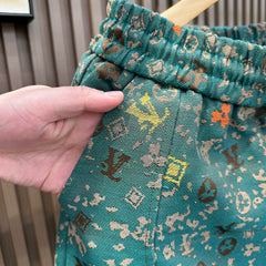 Summer new trendy brand high-end vintage shorts for men, loose and casual straight leg pants, cropped pants, cool beach pants