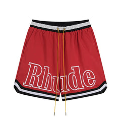 RHUDE Contrast Stripe Athletic Shorts - Red / White