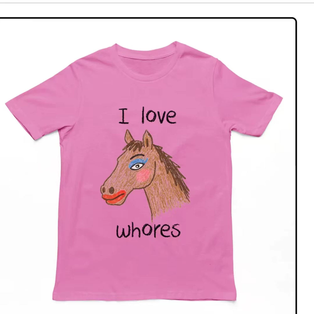 HORSE FUNNY T-SHIRT American casual short sleeved T-shirt men's and women's top round neck 2026 summer new trend