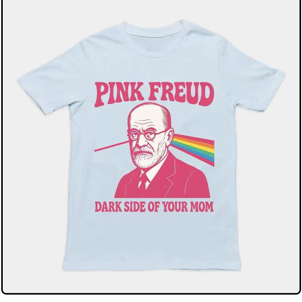pink freud dark side of your mom funny t-shirt美式幽默短袖T