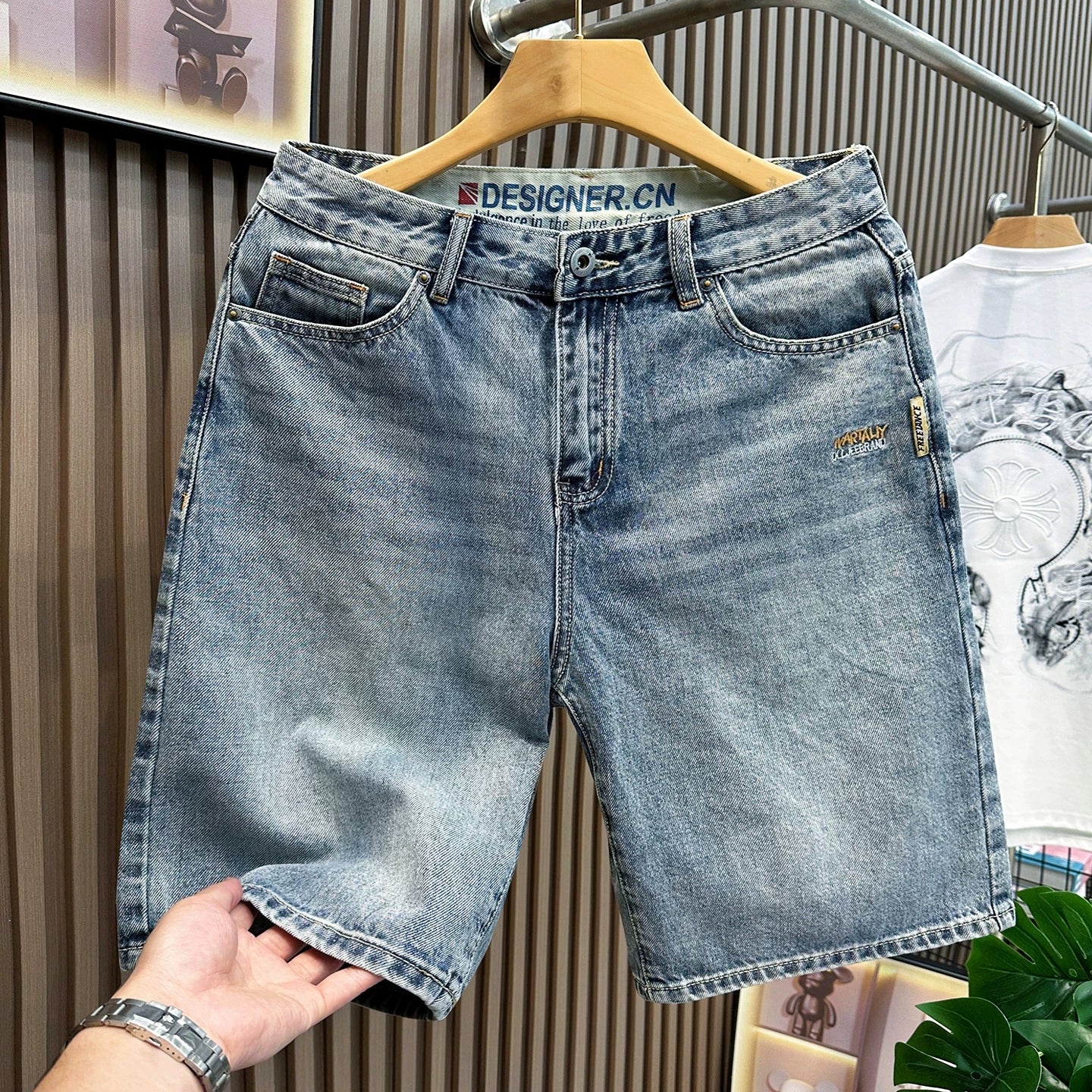 Summer casual denim shorts men's 5-point extra wear 2026 loose oversized versatile 5-point pants with fat blue mid length pants
