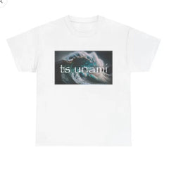 Tsunami black and white tsunami wave landscape print short sleeved T-shirt American 2026 style loose fitting men's and women's top