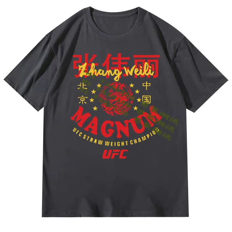 2025 Zhang Weili Same Clothes Chinese Role Model UFC Season T-shirt Boxing Short Sleeve Men's and Women's Top Summer China Beijing