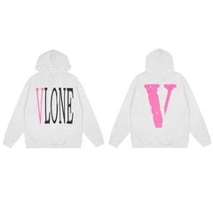 Vlone Classic Logo Graphic Hoodie - White/Pink
