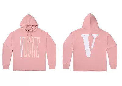 Vlone Classic Logo Graphic Hoodie - Pink/White