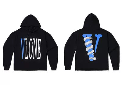Vlone Snake Graphic Hoodie - Black/Blue
