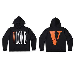 Vlone Classic Logo Graphic Hoodie - Black/Orange