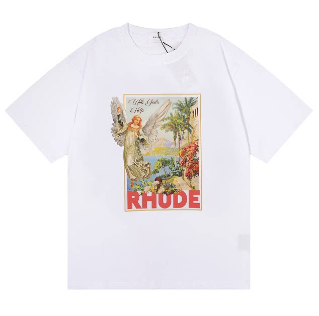 RHUDE Renaissance Angel & Landscape Graphic Print T-Shirt - White