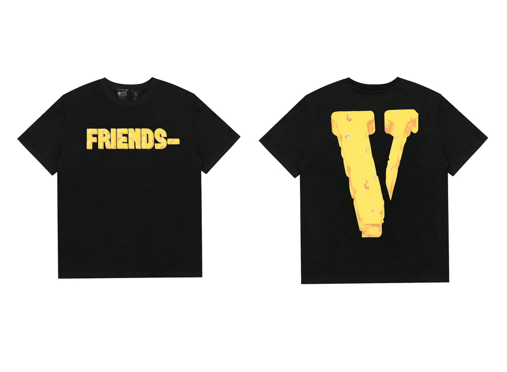 Vlone Cheese "FRIENDS-" Graphic T-Shirt - Black