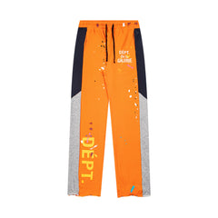 Gallery Dept. "DEPT. de la GALERIE" Vertical Logo Paint Splatter Contrast Panel Sweatpants - Orange
