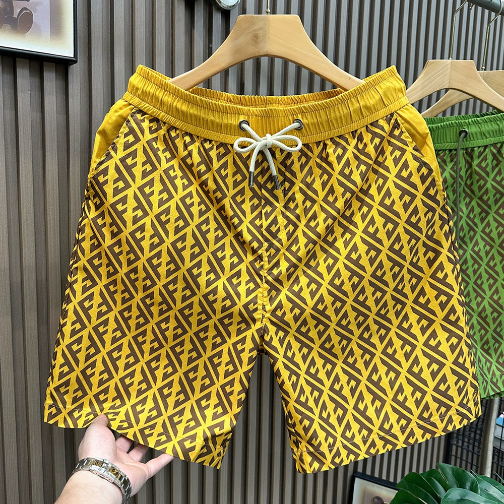High quality trendy quick drying men's casual shorts 2026 new fashion printed thin beach pants men's five quarter pants