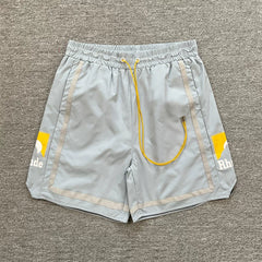 RHUDE Reflective Trim Logo Athletic Shorts - Light Grey / Yellow