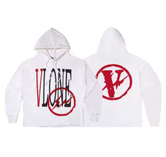 Vlone Circle Lightning Graphic Hoodie - White/Red