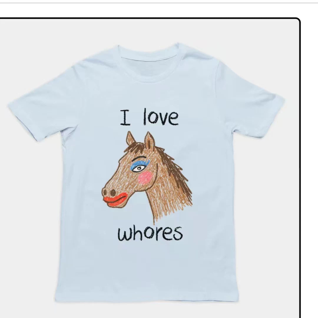 HORSE FUNNY T-SHIRT American casual short sleeved T-shirt men's and women's top round neck 2026 summer new trend