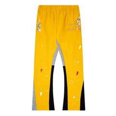 Gallery Dept. "DEPT. de la GALERIE" Paint Splatter Contrast Panel Sweatpants - Yellow
