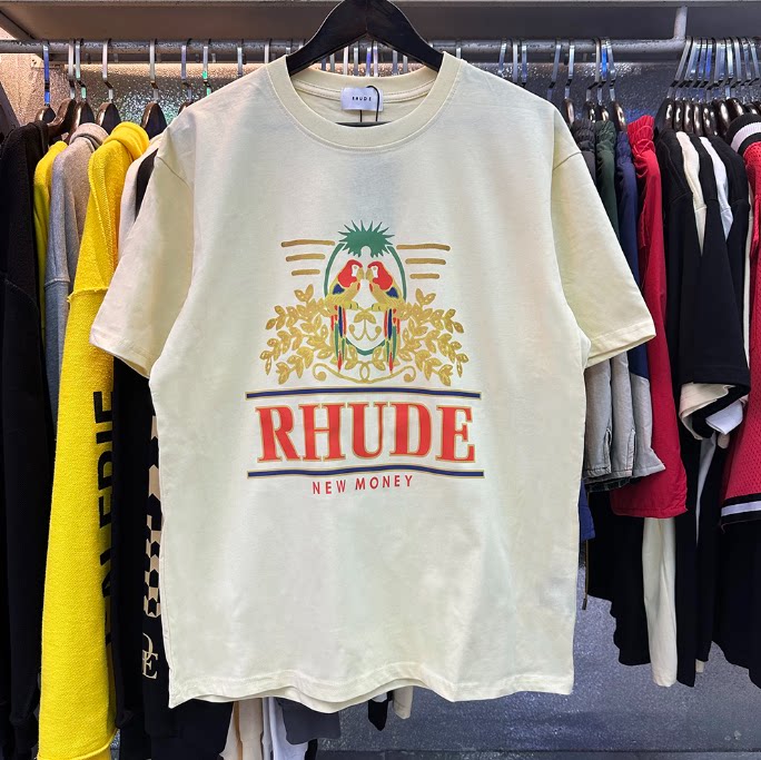 RHUDE Parrot Crest Graphic Print T-Shirt - Cream