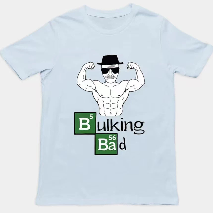 Bulking Bad, Breaking Bad, Poison Master, Fitness, Muscle Building, Fun Printed T-shirt, American style parody sports, 2026 trend